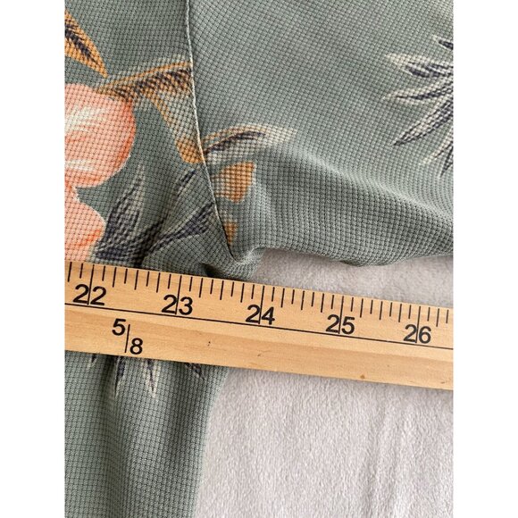 Izod Mens XL Hawaiian Floral Shirt 100% Silk Sage Green Short Sleeve Button-Up - Picture 3 of 8